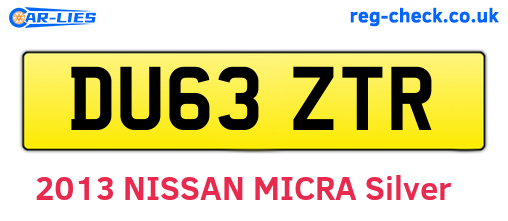 DU63ZTR are the vehicle registration plates.