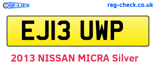EJ13UWP are the vehicle registration plates.