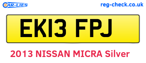 EK13FPJ are the vehicle registration plates.