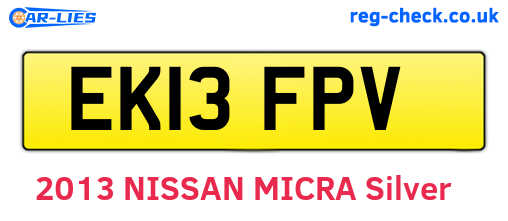 EK13FPV are the vehicle registration plates.