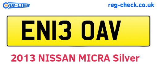 EN13OAV are the vehicle registration plates.