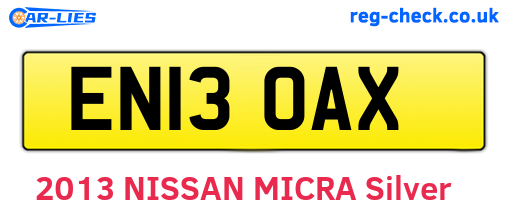 EN13OAX are the vehicle registration plates.