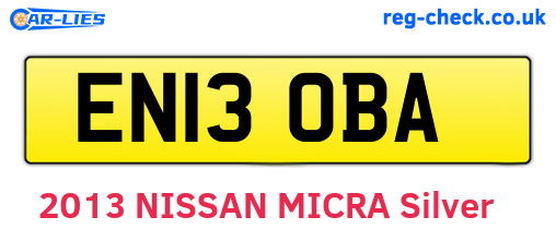 EN13OBA are the vehicle registration plates.