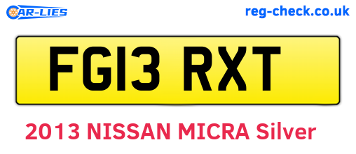 FG13RXT are the vehicle registration plates.
