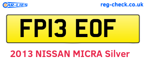 FP13EOF are the vehicle registration plates.