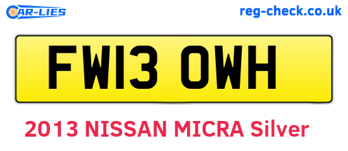 FW13OWH are the vehicle registration plates.