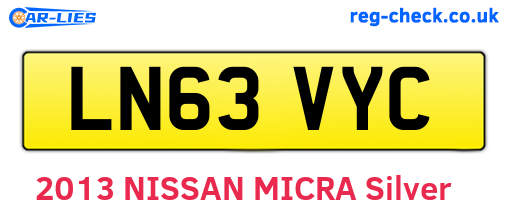 LN63VYC are the vehicle registration plates.