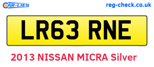LR63RNE are the vehicle registration plates.