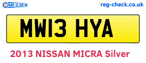 MW13HYA are the vehicle registration plates.