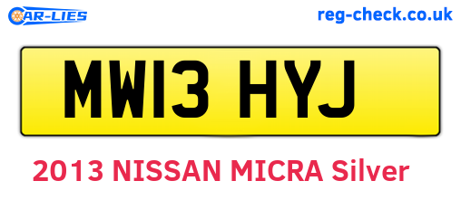 MW13HYJ are the vehicle registration plates.