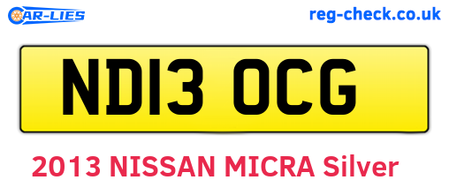 ND13OCG are the vehicle registration plates.