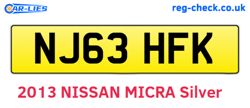 NJ63HFK are the vehicle registration plates.
