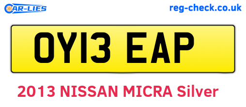 OY13EAP are the vehicle registration plates.