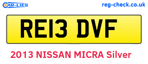 RE13DVF are the vehicle registration plates.