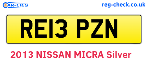 RE13PZN are the vehicle registration plates.