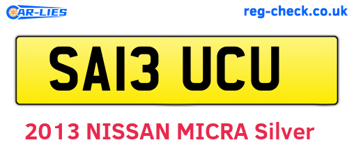 SA13UCU are the vehicle registration plates.