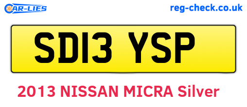 SD13YSP are the vehicle registration plates.