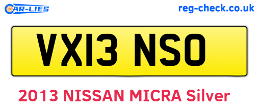 VX13NSO are the vehicle registration plates.