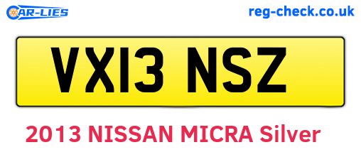 VX13NSZ are the vehicle registration plates.
