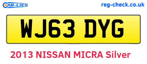 WJ63DYG are the vehicle registration plates.