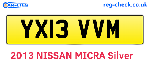YX13VVM are the vehicle registration plates.
