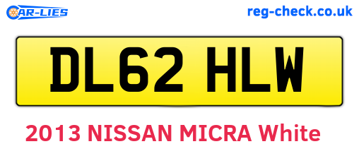 DL62HLW are the vehicle registration plates.