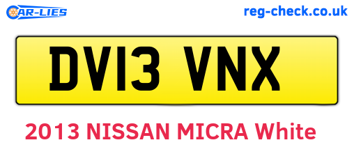 DV13VNX are the vehicle registration plates.