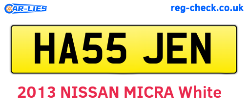 HA55JEN are the vehicle registration plates.