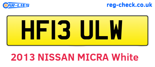 HF13ULW are the vehicle registration plates.
