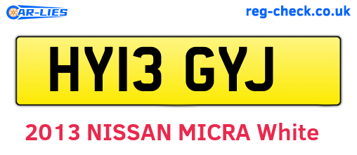 HY13GYJ are the vehicle registration plates.