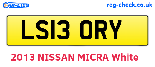 LS13ORY are the vehicle registration plates.