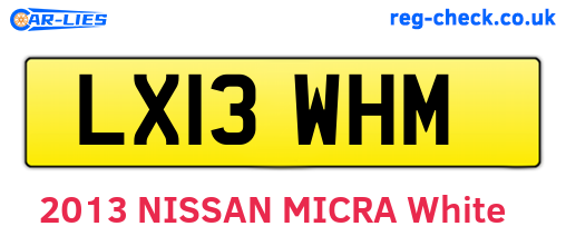 LX13WHM are the vehicle registration plates.
