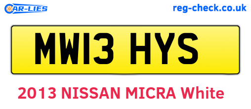 MW13HYS are the vehicle registration plates.