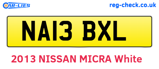 NA13BXL are the vehicle registration plates.
