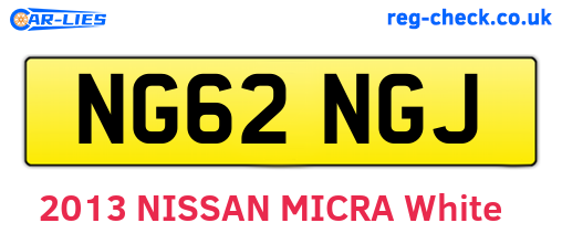 NG62NGJ are the vehicle registration plates.