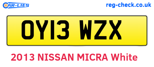OY13WZX are the vehicle registration plates.