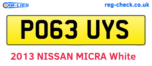 PO63UYS are the vehicle registration plates.