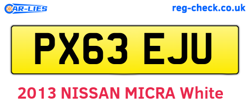PX63EJU are the vehicle registration plates.