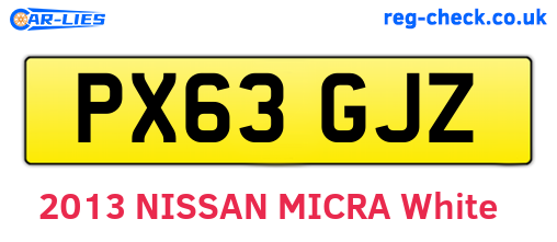 PX63GJZ are the vehicle registration plates.