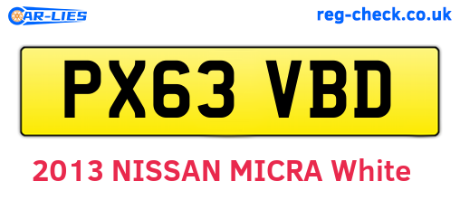 PX63VBD are the vehicle registration plates.