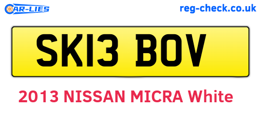 SK13BOV are the vehicle registration plates.