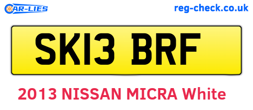 SK13BRF are the vehicle registration plates.