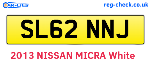SL62NNJ are the vehicle registration plates.