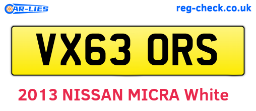 VX63ORS are the vehicle registration plates.