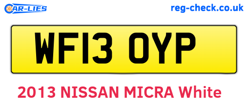 WF13OYP are the vehicle registration plates.