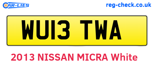 WU13TWA are the vehicle registration plates.