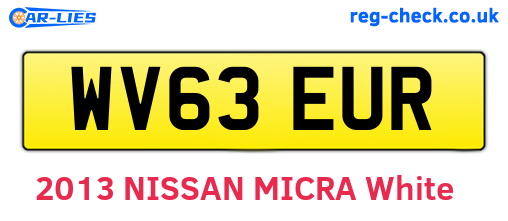 WV63EUR are the vehicle registration plates.