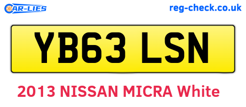 YB63LSN are the vehicle registration plates.