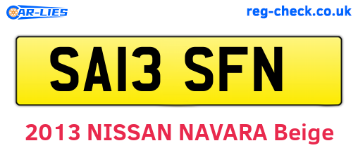 SA13SFN are the vehicle registration plates.