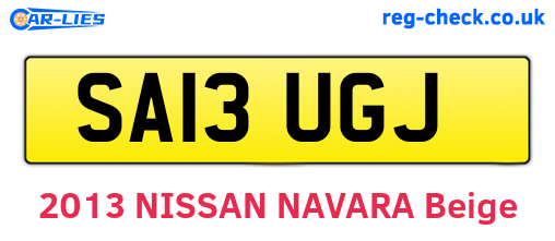 SA13UGJ are the vehicle registration plates.